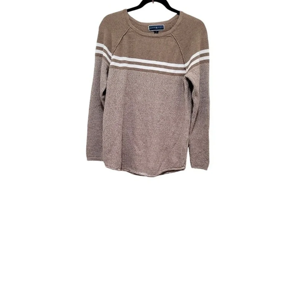 Karen Scott Womens Beige & White Striped Sweater Size S - Picture 2 of 8